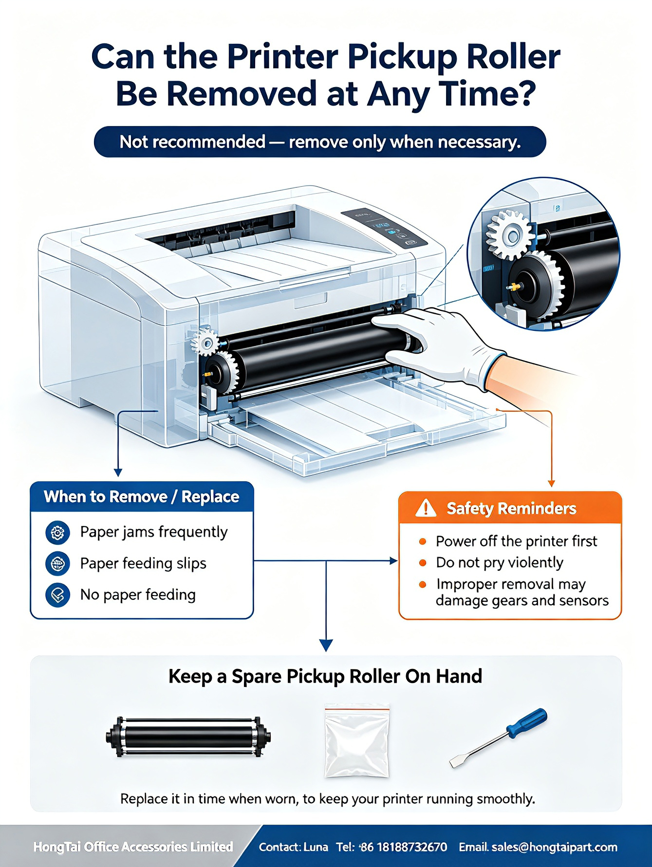 नवीनतम कंपनी ब्लॉग के बारे में Can Printer Pickup Roller Be Removed At Any Time? Maintenance Guide